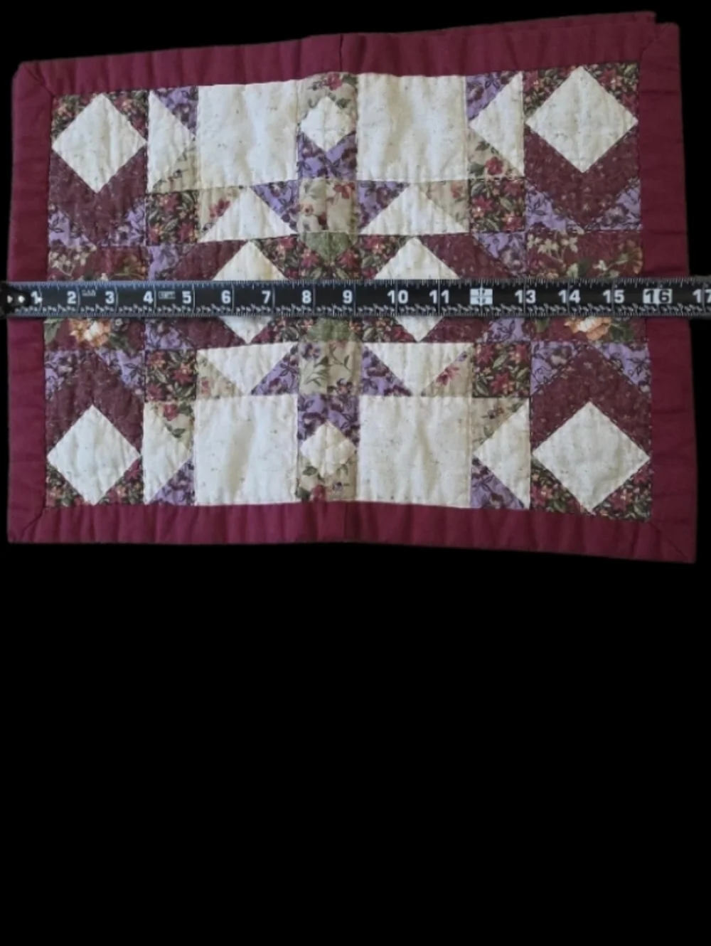 Patchwork Burgundy and Cream Table Runner and Placemat Set